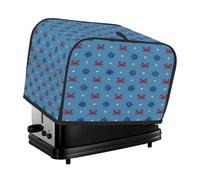 Housse de grille-pain à 2 tranches - Motif crabes de l'océan - Gouvernail nautique sur fond bleu - Pour machine à pain - Petit appareil de cuisine