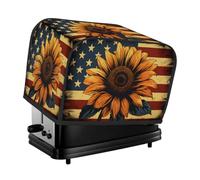 Housse de grille-pain à 2 tranches vintage tournesol drapeau américain petit appareil grille-pain housse anti-poussière cadeaux de cuisine