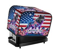 Housse de grille-pain à 4 tranches avec drapeau américain patriotique du 250e loup pour machine à pain, petit appareil de cuisine