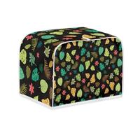 Housse de Grille-Pain Feuilles Vertes Toile Polyester-Résistante aux déchirures,anti-poussière,lavable avec Convient aux grill-pains 2 et 4 tranches, Protège l'appareil contre la saleté et les rayures