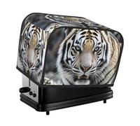 Housse de grille-pain matelassée à 2 tranches pour machine à pain avec poignée pour décoration de table et de cuisine Motif tigre noir et blanc