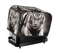 Housse de grille-pain matelassée à 2 tranches pour machine à pain avec poignée pour décoration de table et de cuisine Motif tigre noir et blanc