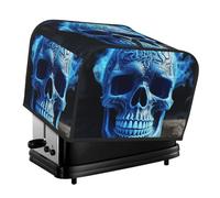 Housse de grille-pain matelassée à 4 tranches avec poignée - Impression 3D - Tête de mort bleue - Pour décoration de table de maison ou de cuisine