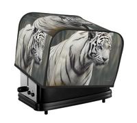Housse de grille-pain matelassée à 4 tranches pour machine à pain avec poignée - Housse anti-poussière pour grille-pain à motif tigre blanc - Décoration de table de cuisine