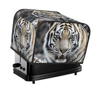 Housse de grille-pain matelassée à 4 tranches pour machine à pain avec poignée pour décoration de table et de cuisine Motif tigre noir et blanc