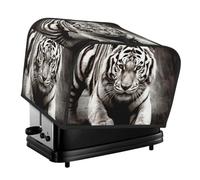 Housse de grille-pain matelassée à 4 tranches pour machine à pain avec poignée pour décoration de table et de cuisine Motif tigre noir et blanc