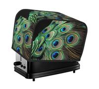 Housse de grille-pain matelassée en plumes de paon pour machine à pain 2 tranches - Housse matelassée anti-poussière pour petit appareil - Lavable - Protection pour petit appareil de cuisine