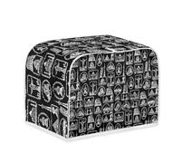 Housse de Grille-Pain Noir Blanc Toile Polyester-facilement pliable pour rangement,Durable et lavable,pour grill-pains standards et extra-larges,garde Équipement Propre et intact