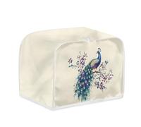 Housse de Grille-Pain Paon Bleu Toile Polyester-Résistante aux déchirures,anti-poussière,lavable avec Convient aux grill-pains 2 et 4 tranches,Protège l'appareil contre les rayures