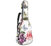 Housse de guitare acoustique de 106 cm avec sac à dos rembourré résistant aux chocs pour guitare basse, folk, classique, papillon rose