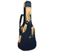 Housse de guitare acoustique souple avec 2 poches et boucle de suspension arrière pour guitare basse électrique classique de 101,6 cm, 104,7 cm, 106,7 cm, cerf vintage dans la forêt de pin, lune