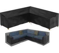 Housse De Jardin En V, Imperméable, Noir, Tissu Oxford 600d, Pvc, Sangles Élastiques, Sangles Réglables Avec Boucles, 254 X 254 X 80 Cm, Protection Pour Canapé Extérieur En Forme De V