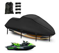 Housse de jet ski, 900D avec revêtement nano pour jet ski et bateau, imperméable, 2 ouvertures d’aération, résistante aux UV pour Sea DOO, Kawasaki, Waverunner Polaris (900D-345-368CM-Noir)