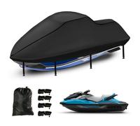 Housse de jet ski imperméable, robuste et améliorée avec 2 grilles d'aération - Résistante aux UV - Pour Seadoo, Kawasaki, Waverunner Polaris de 307,3 cm à 343 cm (noir)