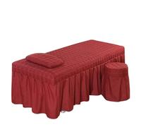 Housse de lit de massage 1pcs Spa Massage Club Bed Cover ONLY Beauty Salon Sheet Bedskirt Skin-Friendly SPA With Hole(Burgundy,185x70 cover only)
