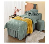 Housse de lit de massage Ensemble de literie quatre pièces Beauty Bed Cover Seasons Skin Management Salon Bedding Couleur unie avec trous(Dark green,Square 185cmx70cm)