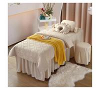 Housse de lit de massage Ensemble de literie quatre pièces Beauty Bed Cover Seasons Skin Management Salon Bedding Couleur unie avec trous(Khaki,Square 185cmx70cm)