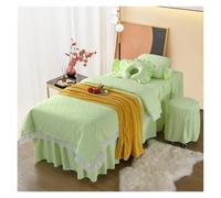 Housse de lit de massage Ensemble de literie quatre pièces Beauty Bed Cover Seasons Skin Management Salon Bedding Couleur unie avec trous(Green,Square 190cmx80cm)