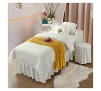 Housse de lit de massage Ensemble de literie quatre pièces Beauty Bed Cover Seasons Skin Management Salon Bedding Couleur unie avec trous(Beige,Square 185cmx70cm)