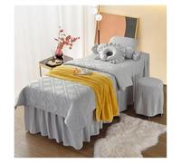 Housse de lit de massage Ensemble de literie quatre pièces Beauty Bed Cover Seasons Skin Management Salon Bedding Couleur unie avec trous(Grey,Round 185cmx70cm)