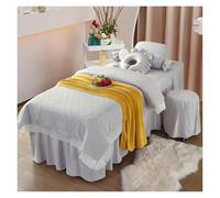 Housse de lit de massage Ensemble de literie quatre pièces Beauty Bed Cover Seasons Skin Management Salon Bedding Couleur unie avec trous(Light grey,Round 185cmx70cm)