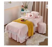 Housse de lit de massage Ensemble de literie quatre pièces Beauty Bed Cover Seasons Skin Management Salon Bedding Couleur unie avec trous(Pink,Square 190cmx80cm)