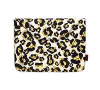 Housse de livre avec fermeture éclair rembourrée et rembourrée Motif léopard africain Doré 29 x 23 cm