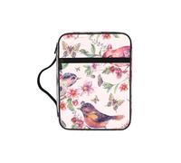 Housse de livre avec imprimé oiseaux sur branches et papillons pour femmes et filles, avec poignée pour Bible de taille standard