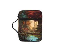 Housse de livre de Bible avec imprimé forêt fantastique pour femmes et filles, avec poignée pour Bible de taille standard