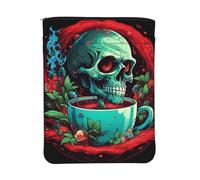 Housse de livre imperméable avec fermeture éclair et poche avant | Pochette de protection lavable en forme de tête de mort pour femme et fille 30 x 23 cm