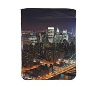 Housse de livre imperméable avec fermeture éclair et poche avant | Pochette de protection lavable pour livre de 30 x 22,9 cm Motif New York Night