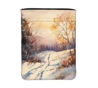 Housse de livre imperméable avec fermeture éclair et poche avant | Pochette de protection lavable pour livre de 30 x 23 cm - Peinture à l'aquarelle d'hiver - Sac cadeau pour femme et fille