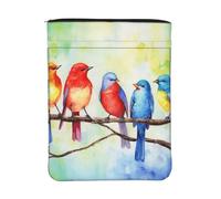 Housse de livre imperméable avec fermeture éclair et poche avant | Pochette de protection lavable pour livre de 30 x 23 cm avec cinq oiseaux chantants pour femme et fille