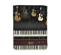 Housse de livre imperméable avec fermeture éclair et poche avant | Pochette de protection lavable pour livre de 30 x 23 cm Motif piano Pour femme et fille