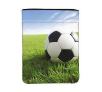 Housse de livre imperméable avec fermeture éclair et poche avant | Pochette de protection pour livre de 30 x 23 cm, motif ballon de football sur herbe, sac cadeau lavable pour femmes et filles
