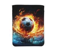 Housse de livre imperméable avec fermeture éclair et poche avant | Pochette de protection pour livre de 30 x 22,9 cm, motif football dans le feu et l'eau, sac cadeau lavable pour femmes et