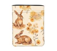 Housse de livre imperméable avec fermeture éclair et poche avant | Pochette de protection pour livre de 30 x 23 cm, motif lapin aquarelle, sac cadeau lavable pour femme et fille