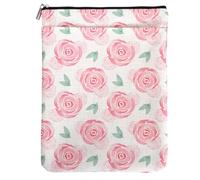 Housse de livre imperméable avec fermeture éclair et poignée de poche avant pour les amateurs de livres - Motif rose aquarelle - Pour femme, sœur, grand-mère, marraine, lectrice, bibliothécaire