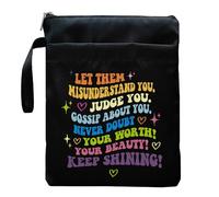 Housse de livre inspirante pour les amateurs de livres, couverture de livre avec fermeture éclair pour livre de poche, couverture lavable pour femme et fille, laissez-les mal comprendre