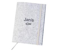 Housse de livre personnalisable en feutre (couleur et broderie au choix) - Couverture de livre avec broderie individuelle pour livre de prières et de chants catholiques pour communion ou confirmation