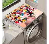 Housse De Machine à Laver Alphabet Floral Tournesol Plaid Style Vintage Douce Et DéCoupable Universelle AntidéRapante Pour Machine à Laver SèChe-Linge Salle De Bain Cuisine (Color 8,60x60cm)