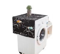 Housse de machine à laver, housse de laveuse, motif noir, housse anti-poussière for machine à laver, impression lin, boule à pompon, poche for réfrigérateur, four à micro-ondes, housse anti-poussière