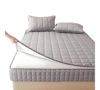 Housse de Matelas 140x190 160x200 avec Fermeture éclair, 2 Taies d'oreiller Incluses, Protège Matelas Intégrale Matelassé sur Cinq Côtés Alèse Drap-Housse Lavable(Gris,80x200x12cm)