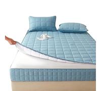 Housse de Matelas 140x190 160x200 avec Fermeture éclair, 2 Taies d'oreiller Incluses, Protège Matelas Intégrale Matelassé sur Cinq Côtés Alèse Drap-Housse Lavable(Dusty Blue,90x190x15cm)