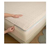 Housse de Matelas 140x190 160x200 avec Fermeture éclair,Protège Matelas Intégrale Matelassé sur Cinq Côtés Alèse Drap-Housse Lavable(Beige,90x190x15cm)