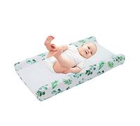 Housse de Matelas à Langer pour BéBé, Douce et Respirante Housse de Table a Langer en Coton, housse de protection matelas à langer amovible, Housse de lit Extensible nouveau-né, Feuilles Blanc