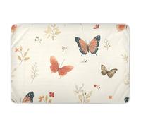 Housse de matelas à langer réutilisable avec motif papillon de dessin animé, beige, extra large, imperméable, lavable, tapis de voyage antidérapant pour bébé garçon et fille, 132,1 x 86,4 cm (L x l)