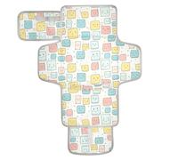 Housse de matelas à langer réutilisable avec poche à mouchoirs, matelas à langer portable pour bébé avec oreiller intégré, motif dessin animé, mignon, carré, couleur claire