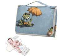 Housse de matelas à langer réutilisable avec poche à mouchoirs, motif grenouille de plage, tapis à langer de voyage pour nouveau-nés fille et garçon, cambiadores de pa?ales para Bebes