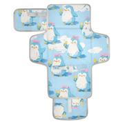 Housse de matelas à langer réutilisable avec poche en tissu Motif pingouin Bleu